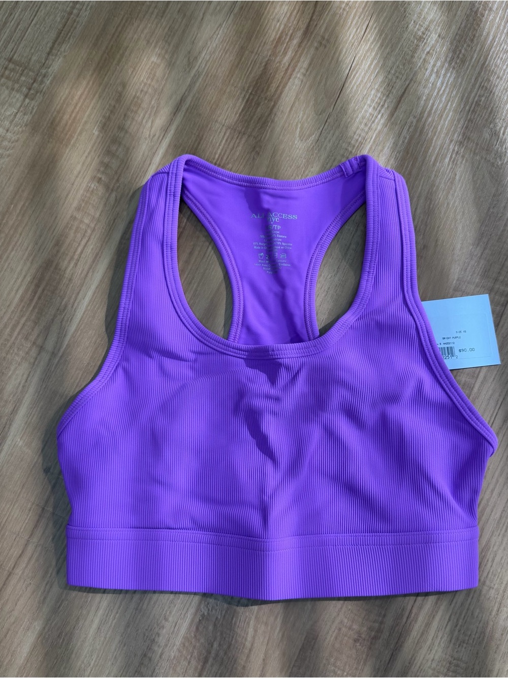 ALL ACCESS Purple Ribbed Racerback Sports Bra - Picture 2 of 4